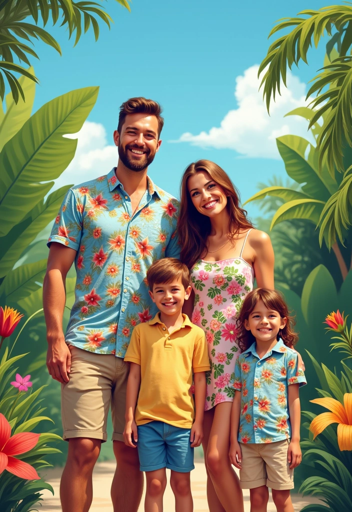 13 Matching Family Outfits for Summer 2025 That’ll Create Picture-Perfect Moments! - 1. Tropical Floral Prints for That Island Vibe