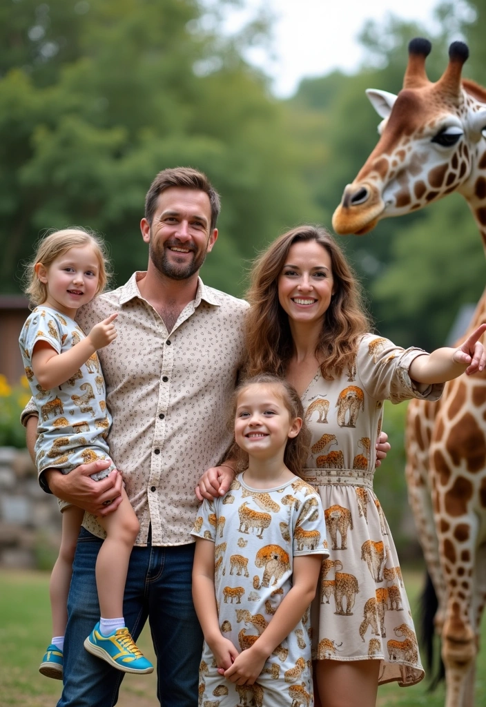 13 Matching Family Outfits for Summer 2025 That’ll Create Picture-Perfect Moments! - 10. Whimsical Animal Prints for a Playful Touch