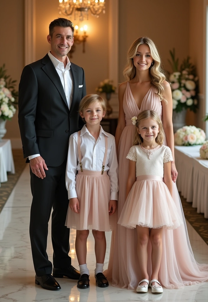 13 Matching Family Outfits for Summer 2025 That’ll Create Picture-Perfect Moments! - 11. Elegant Matching Attire for Special Occasions