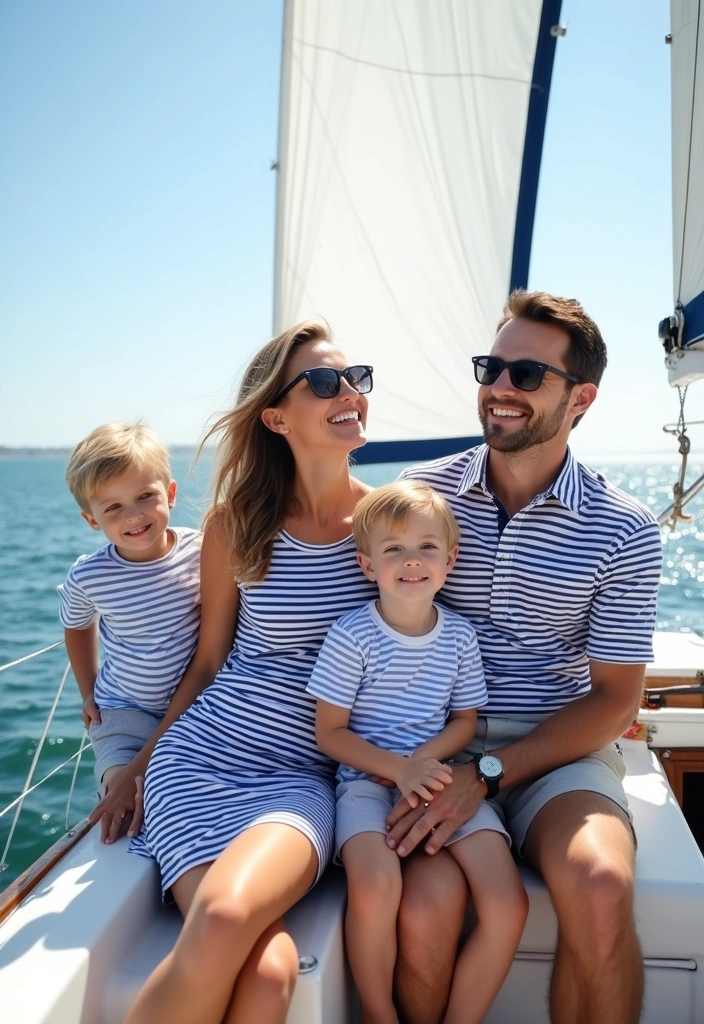 13 Matching Family Outfits for Summer 2025 That’ll Create Picture-Perfect Moments! - 2. Nautical Stripes for Classic Family Style