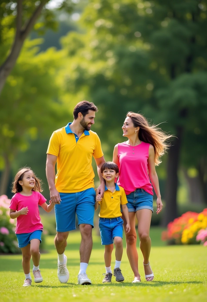 13 Matching Family Outfits for Summer 2025 That’ll Create Picture-Perfect Moments! - 3. Bright Color Blocking for a Fun Twist