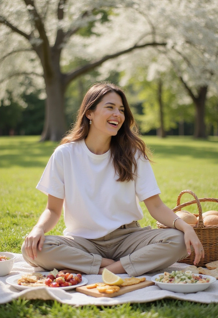 14 Casual Summer Picnic Outfits That Are Perfect for Making Memories! - 8. Classic White T-Shirt and Chinos