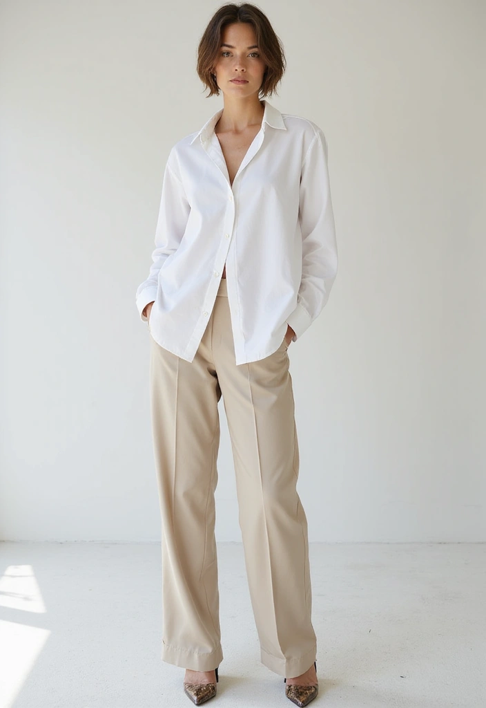 18 Essential Spring Outfits for 2025 That You Need in Your Closet! - 7. Classic White Shirt with Wide-Leg Trousers
