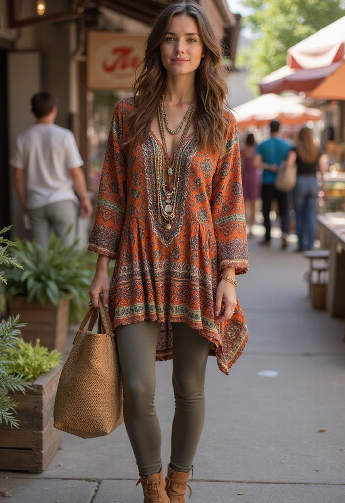 18 Essential Spring Outfits for 2025 That You Need in Your Closet! - 8. Bohemian Tunic with Leggings