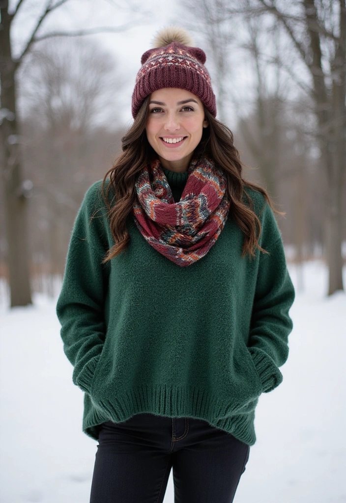 25 St. Patrick's Day Outfits That'll Make You the Life of the Party (You Won't Believe #11!) - 10. Cozy Green Layers