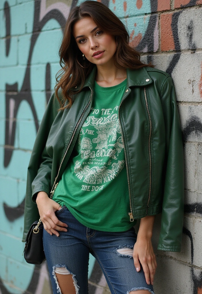 25 St. Patrick's Day Outfits That'll Make You the Life of the Party (You Won't Believe #11!) - 12. Edgy Green Look