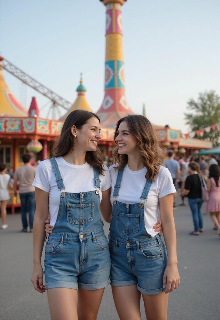 13 Matching Summer Outfits for Couples That Are Chic and Effortless! - 10. Stylish Overalls and T-Shirts