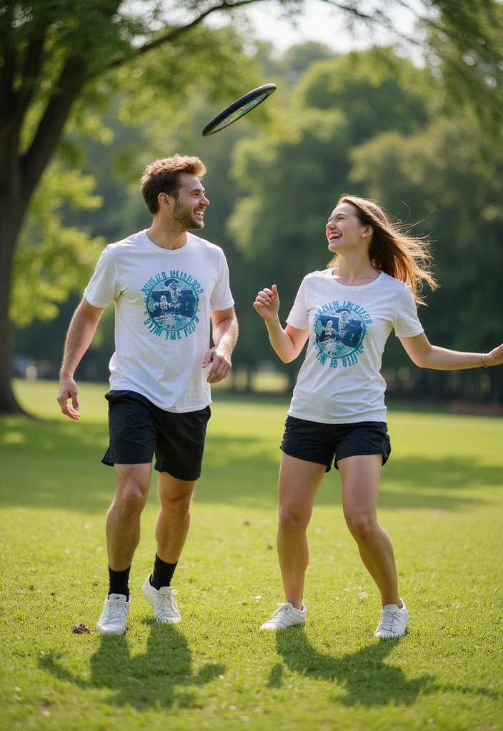 13 Matching Summer Outfits for Couples That Are Chic and Effortless! - 6. Playful Graphic Tees and Athletic Wear